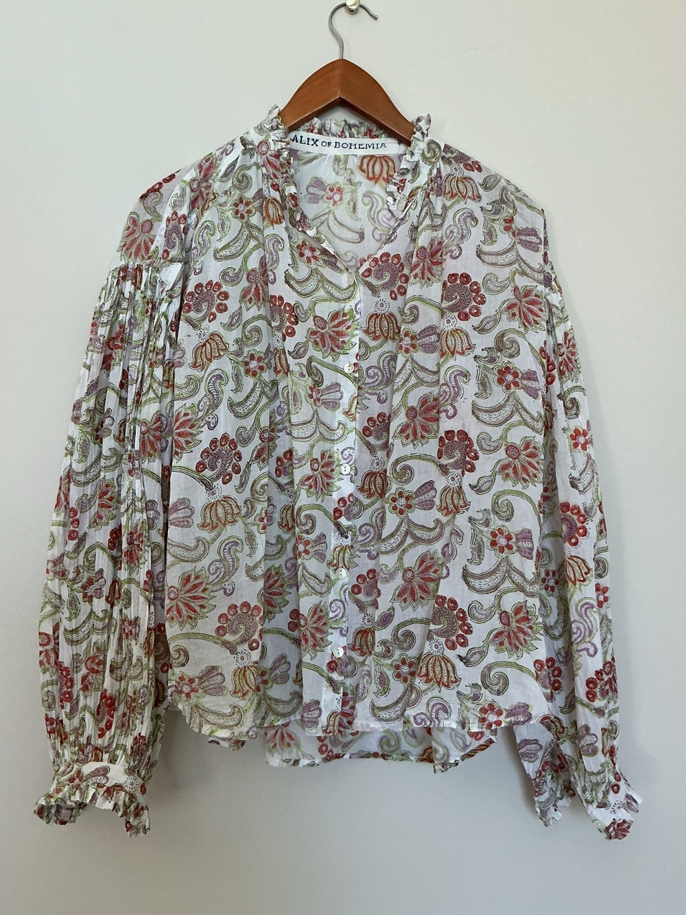 Alix of Bohemia Poet Faded Eden Liberty Print Cotton Blouse Medium